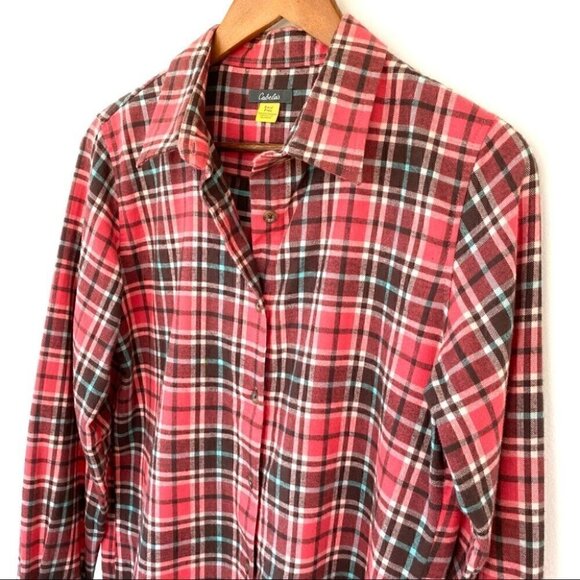 Cabela’s 💯 cotton flannel button down shirt in plaid, camping shirt - Picture 5 of 12